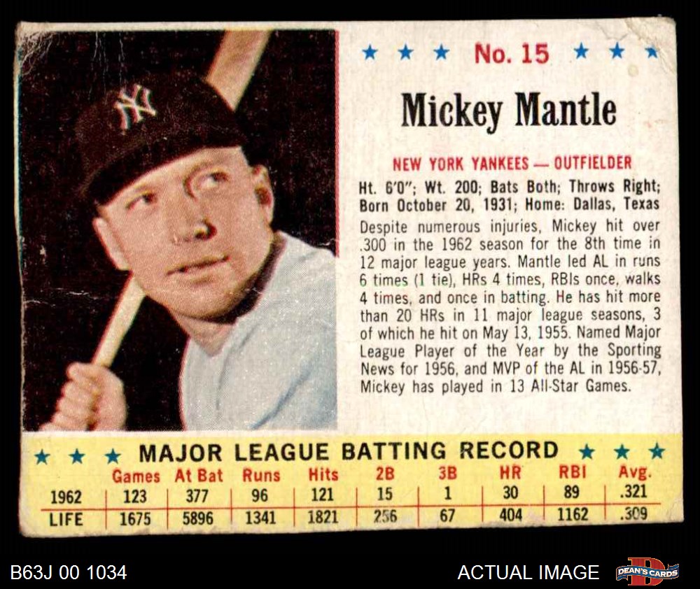 1962.Jello # 5 MICKEY MANTLE (Yankees)