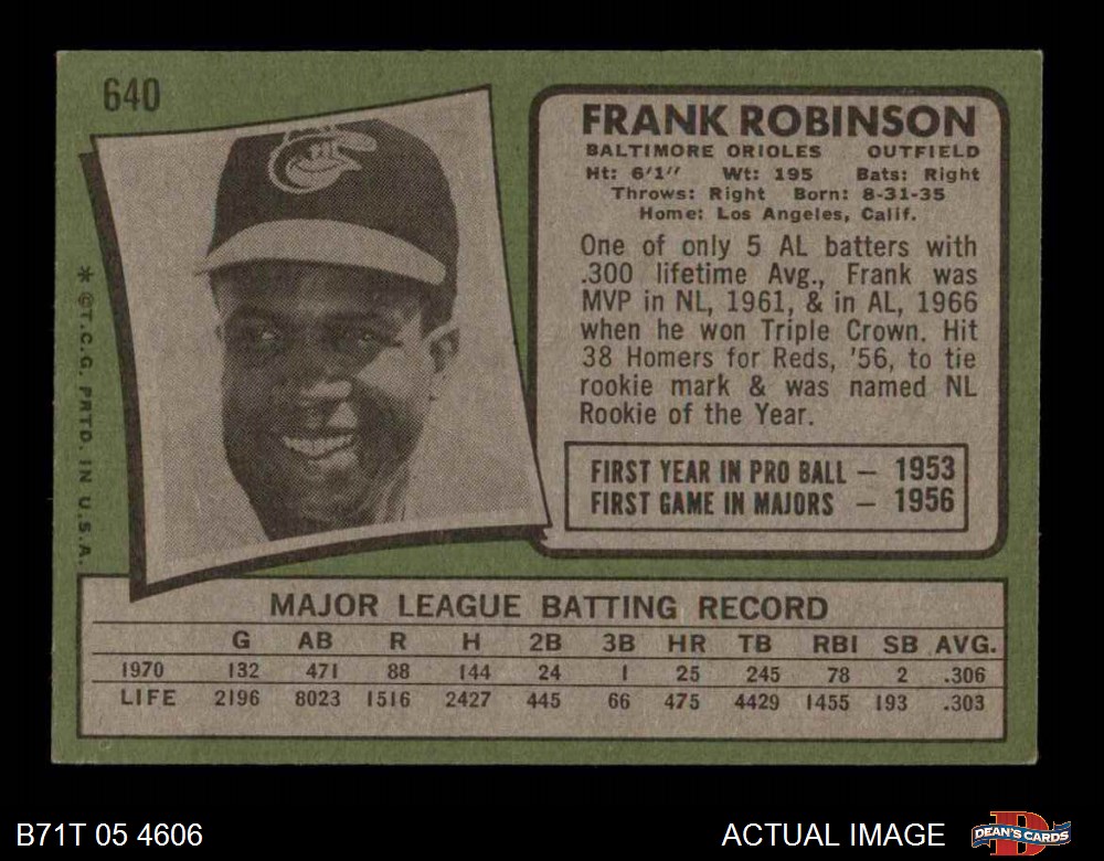 1971 Topps # 300 Brooks Robinson Baltimore Orioles Deans Cards 5 EX Orioles Baseball Card