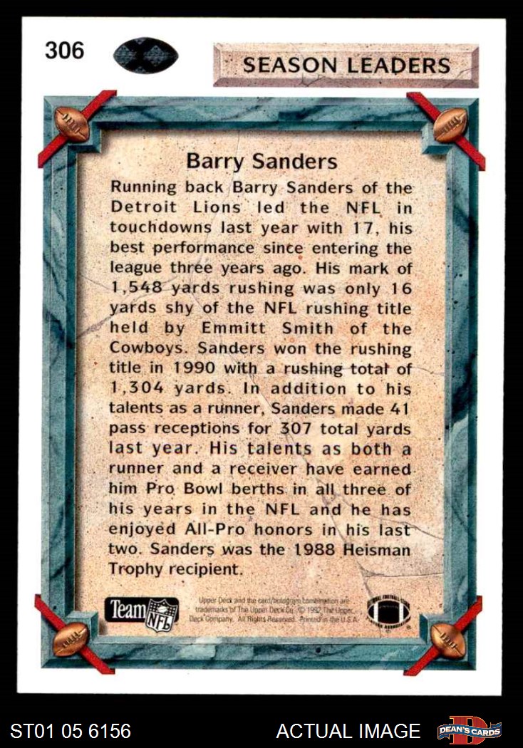 1992 Upper Deck 306 Barry Sanders