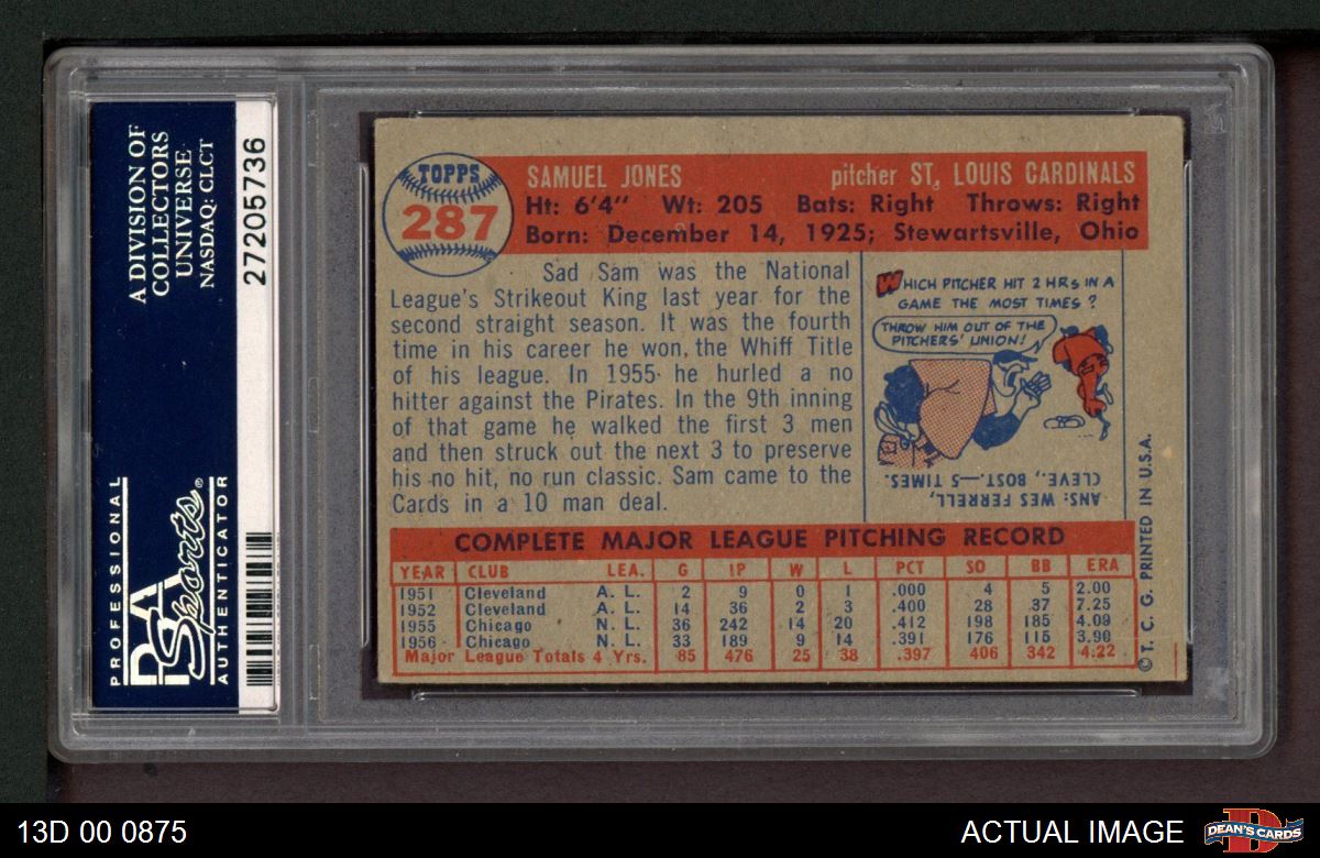 1957 Topps #203 Hoyt Wilhelm St. Louis Cardinals Baseball Card Ex
