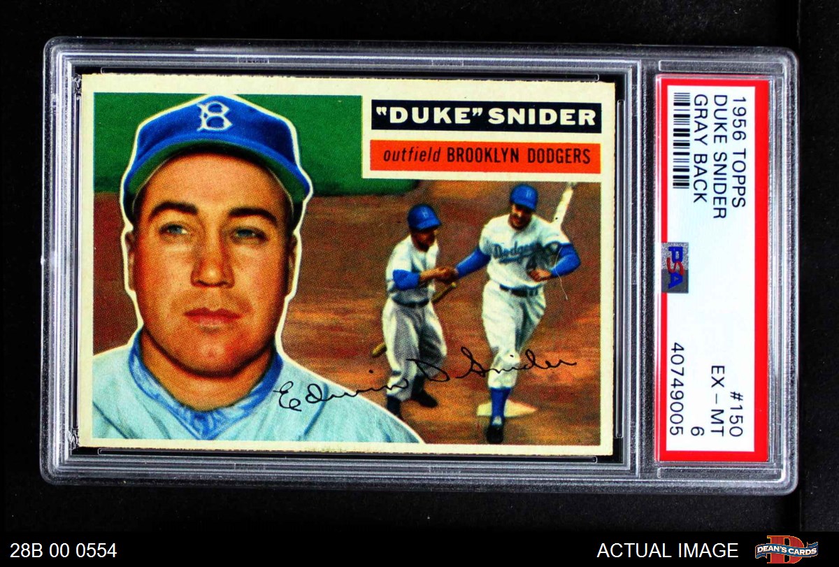 Grey Back PSA 6 Baseball Card 1956 Topps # 145 GRY Gil Hodges Brooklyn Dodgers EX//MT Dodgers