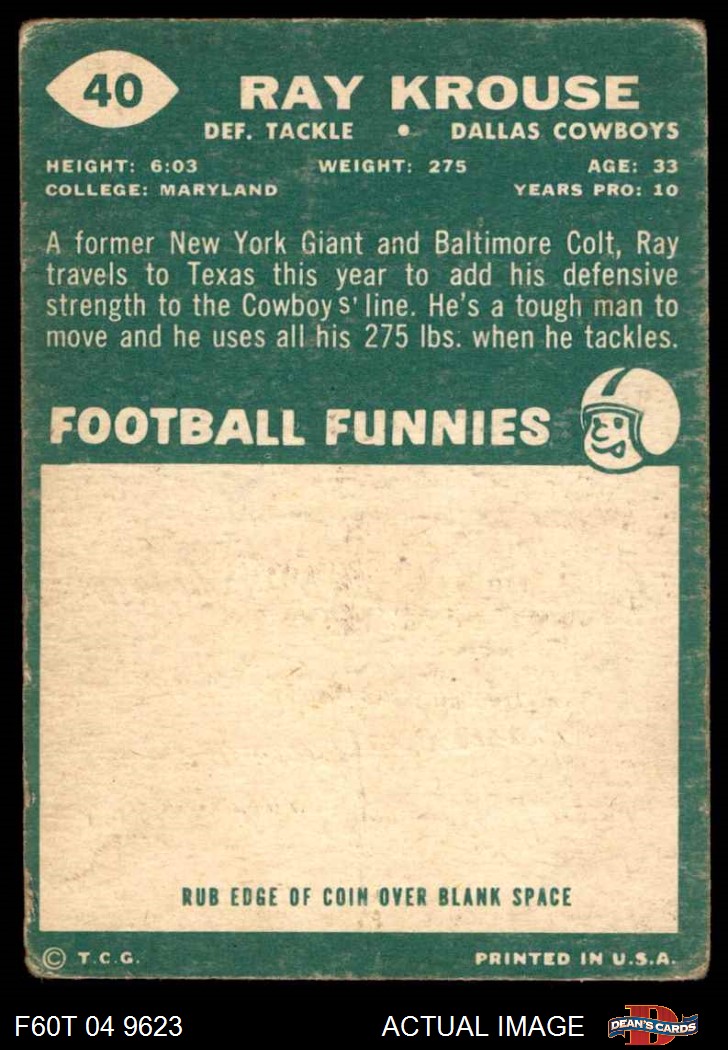 : 1960 Topps # 34 Fred Cone Dallas Cowboys (Football