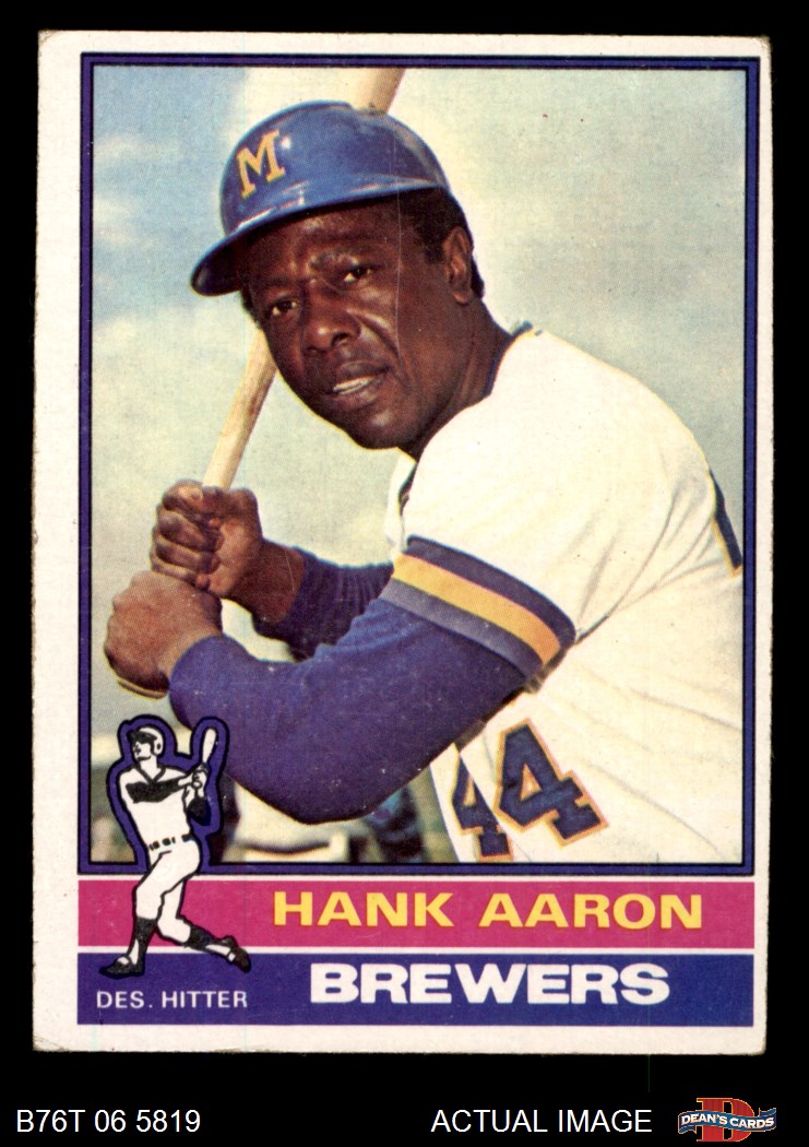 Baseball Card VG Brewers Deans Cards 3 1976 Topps # 1 Record Breaker Hank Aaron Milwaukee Brewers 