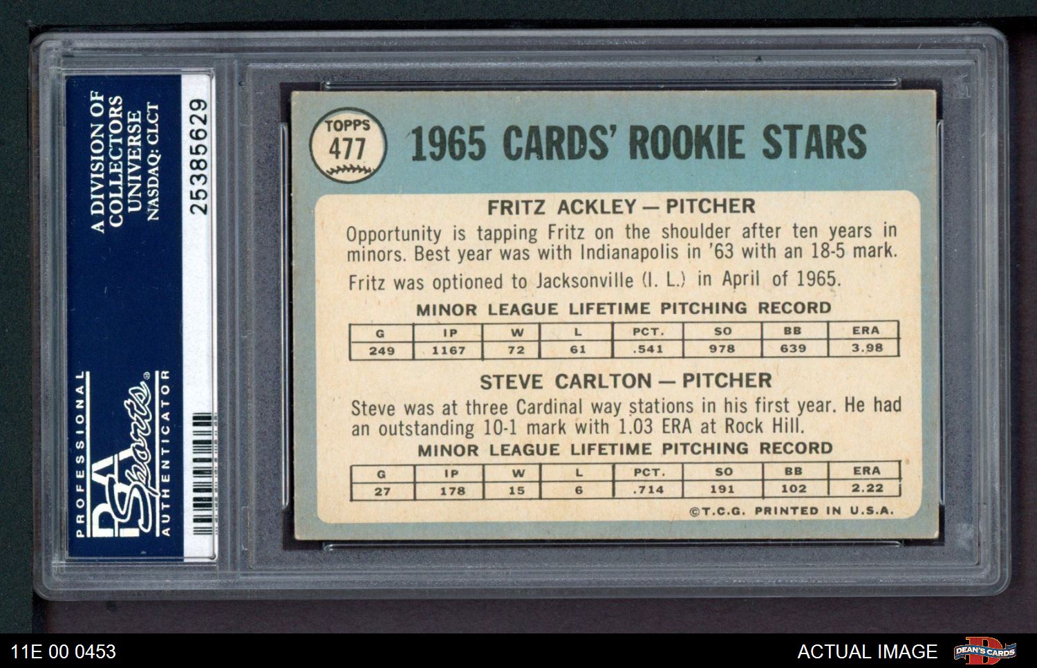 1965 Topps #477 - Steve Carlton / Fritz Ackley Cardinals Rookies 7 - NM