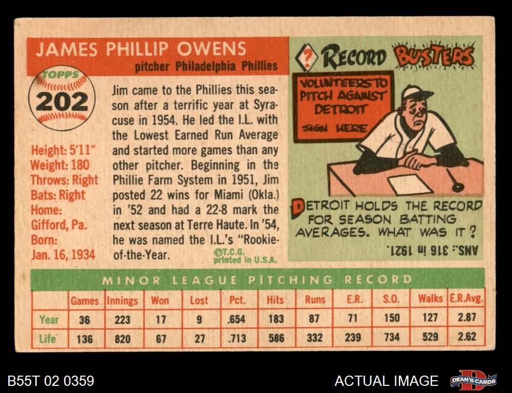 1955 Topps Philadelphia Phillies Near Team Set