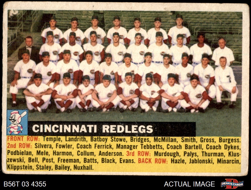 1956 Topps Cincinnati Reds Team Set