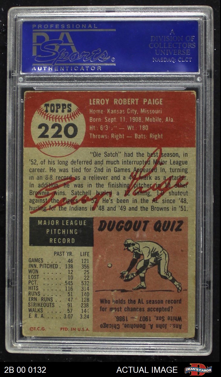  1953 Topps #220 Satchell Paige Satchel Browns BGS BVG 4 Graded Baseball  Card : Collectibles & Fine Art