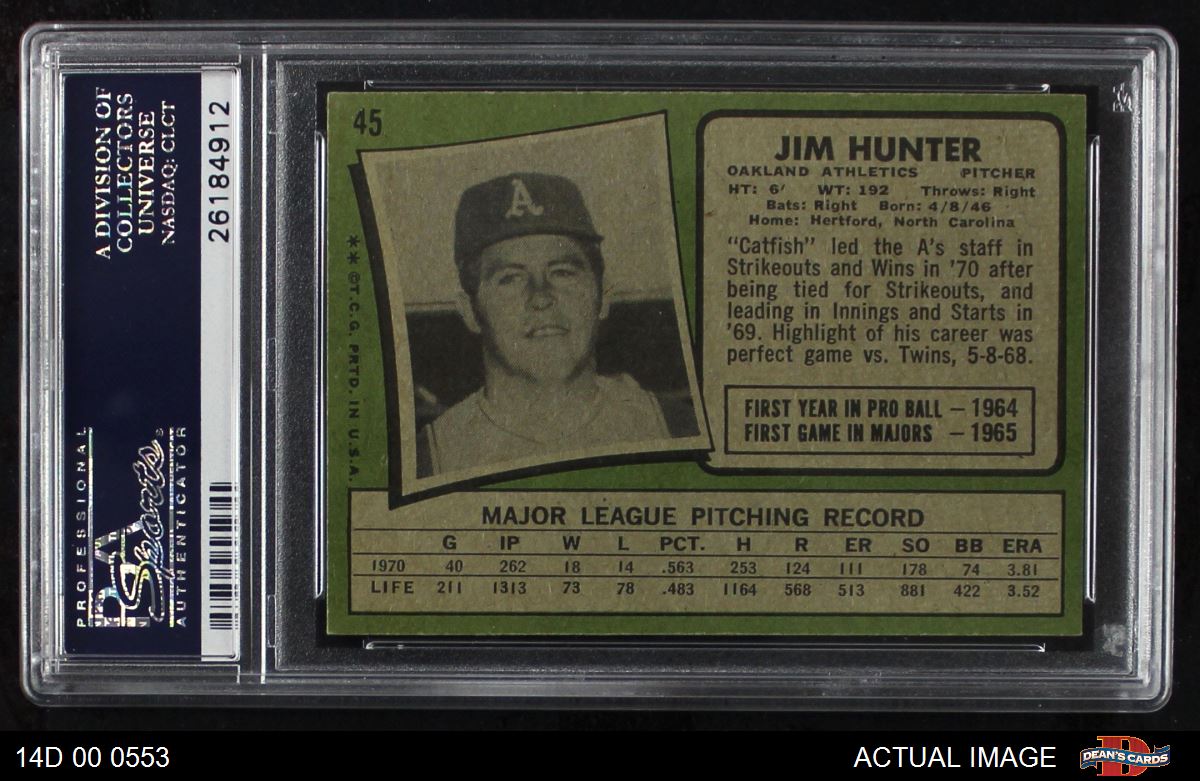 Jim Hunter 1971 Topps #45 Catfish, Athletics, World Series