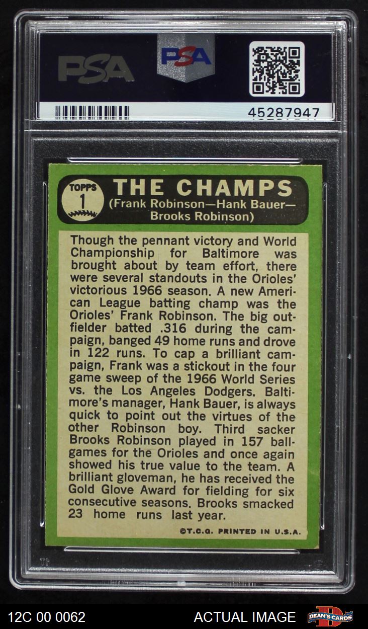 1967 Topps Baseball the Champs Frank and Brooks Robinson 