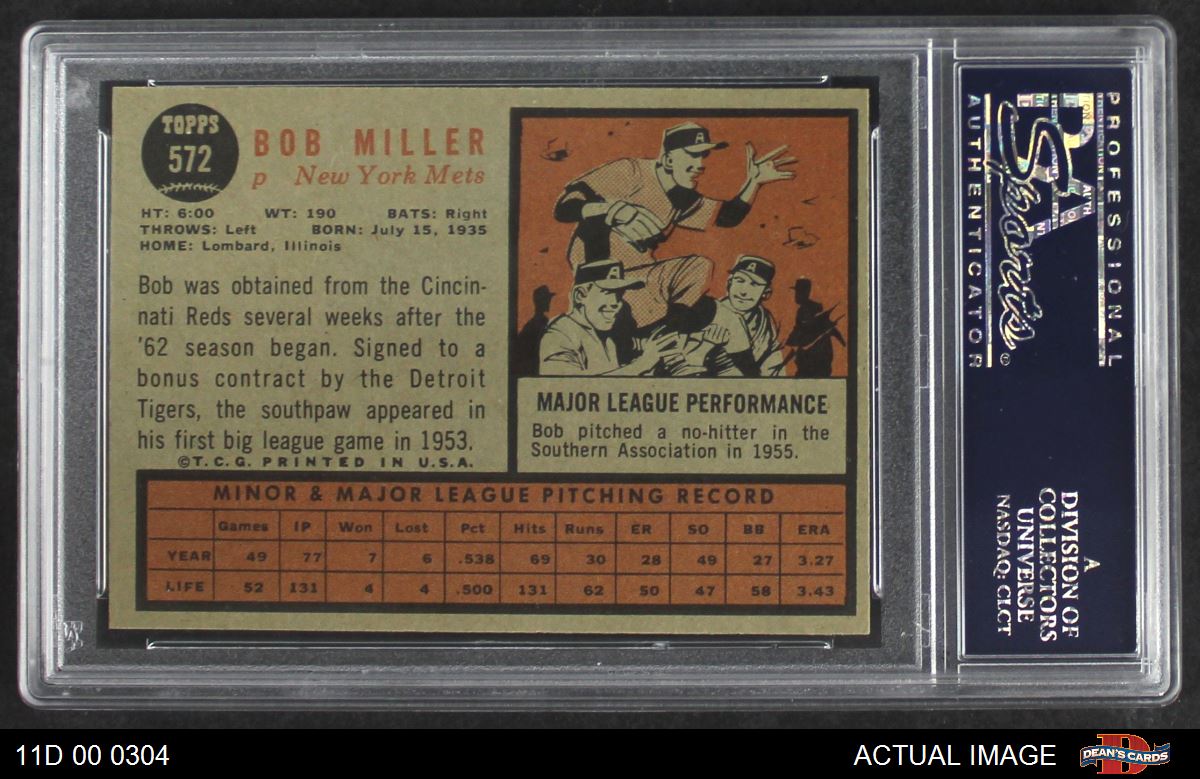 Bob Miller New York Mets 1962 Style Custom Baseball Art Card RH 