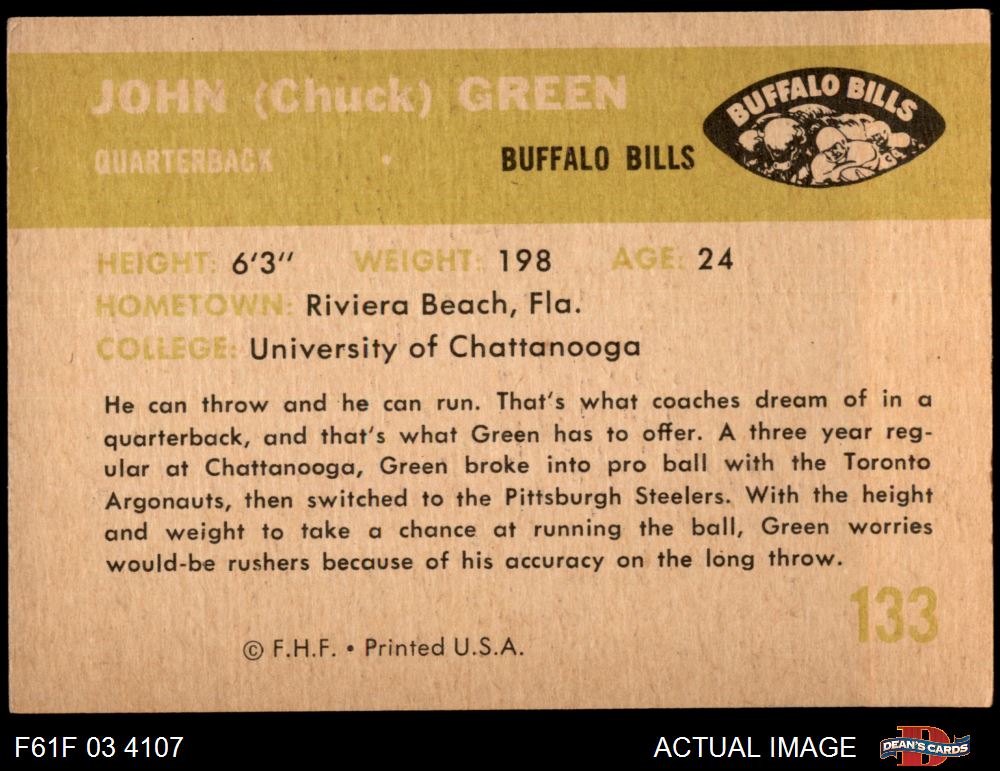 1961 Fleer Buffalo Bills Team Set