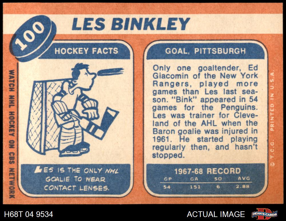 Les Binkley Hockey Cards