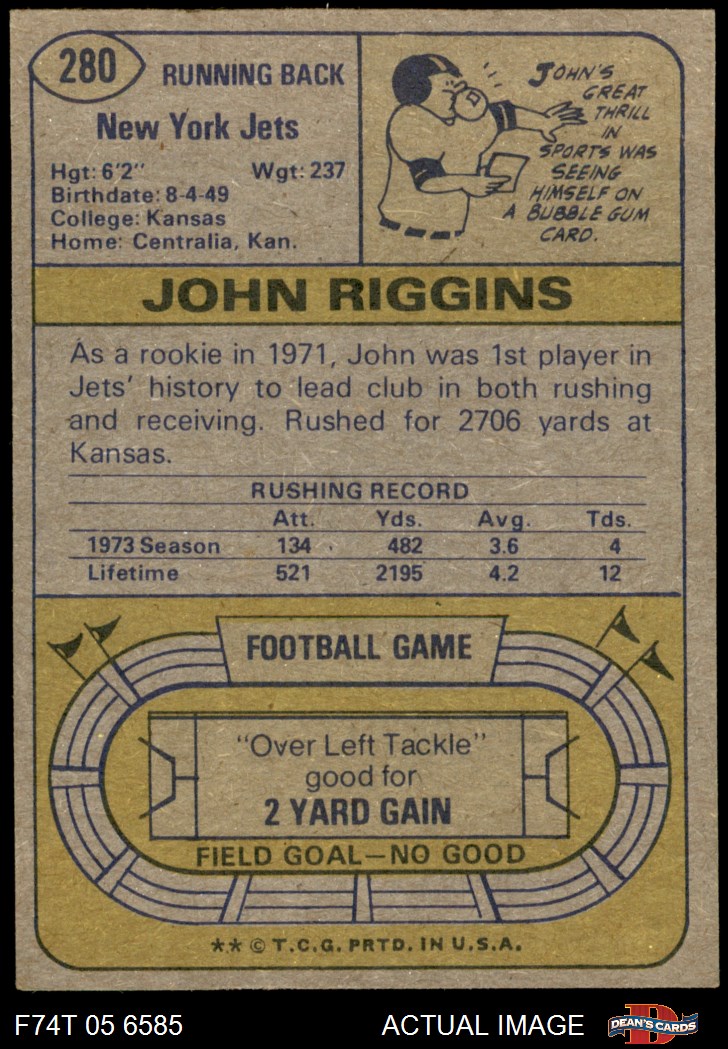 1974 Topps #280 John Riggins 4 - VG/EX