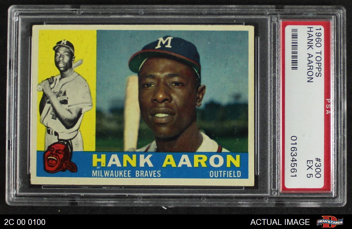 Hank Aaron Autographed 1960 Topps Card #300 Milwaukee Braves