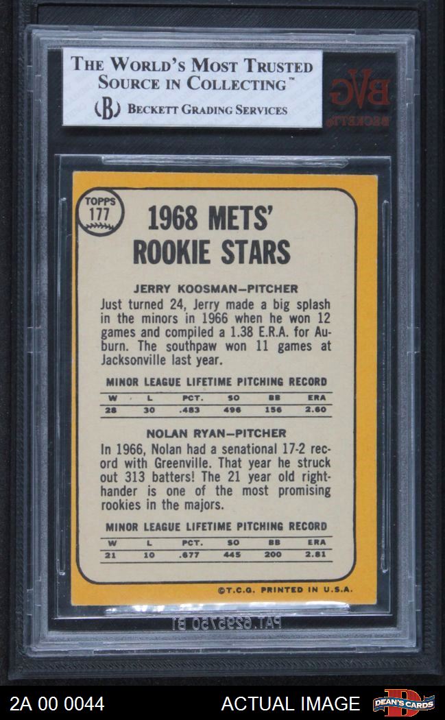 Lot Detail - 1968 Topps Mets Rookies #177 Jerry Koosman/Nolan Ryan Rookie  Card - PSA VG 3 (MC)