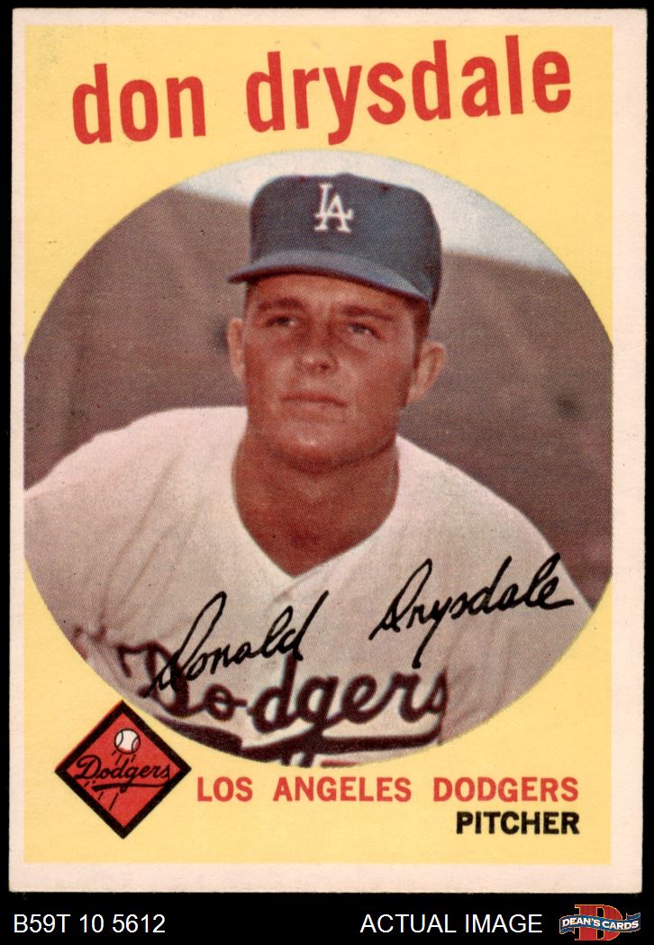 1959 Topps #387 Don Drysdale Los Angeles Dodgers Baseball Card Ex Nice