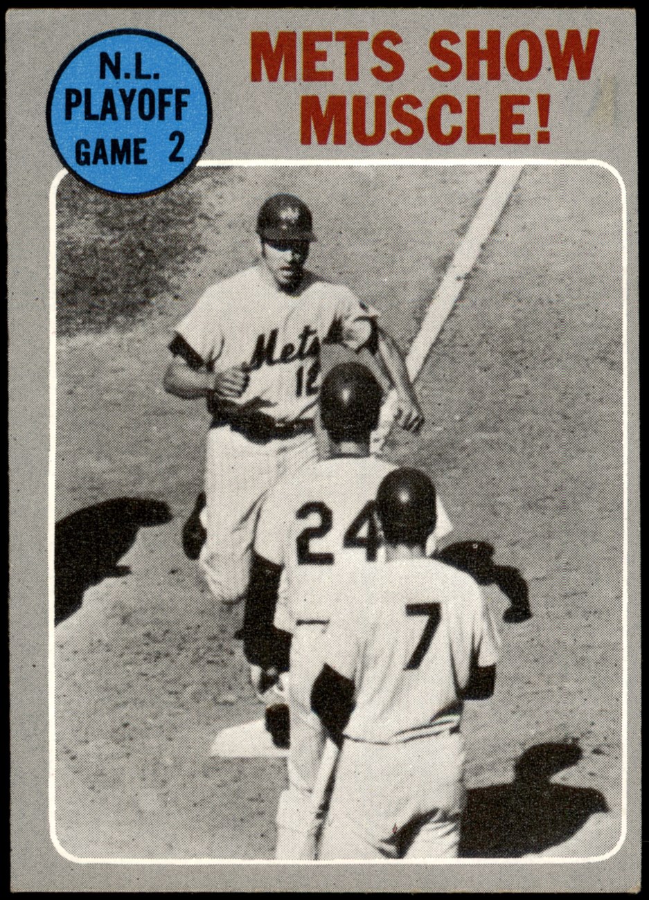 1970 Topps #196 - Ken Boswell / Art Shamsky / Ed Kranpool 1969 NL Playoff -  Game 2 - Mets Show Muscle 4 - VG/EX