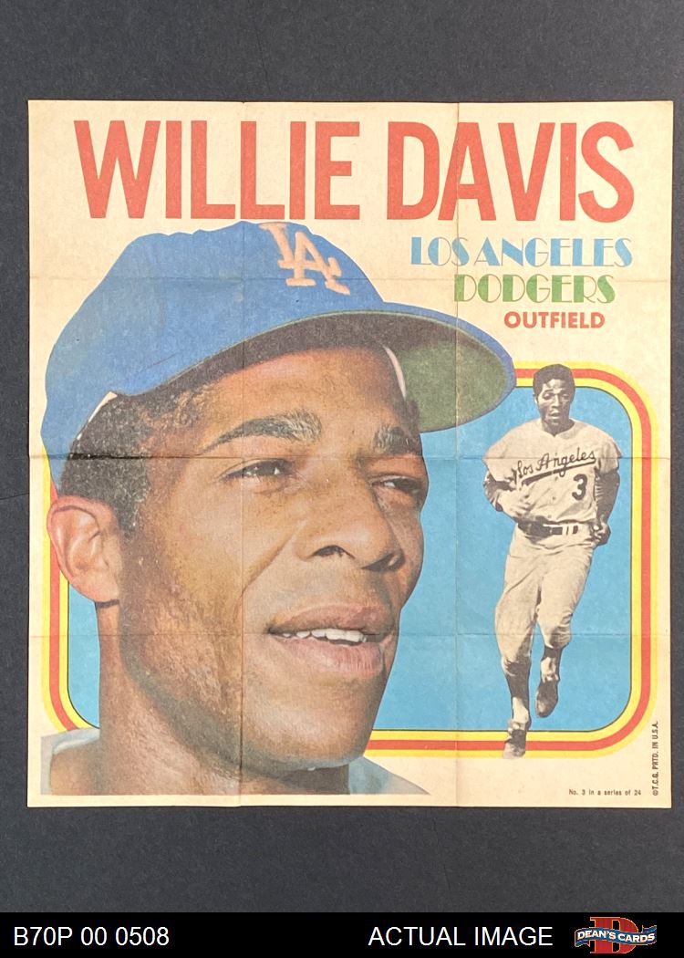 Willie Davis of Los Angeles Dodgers Topps Baseball Poster 