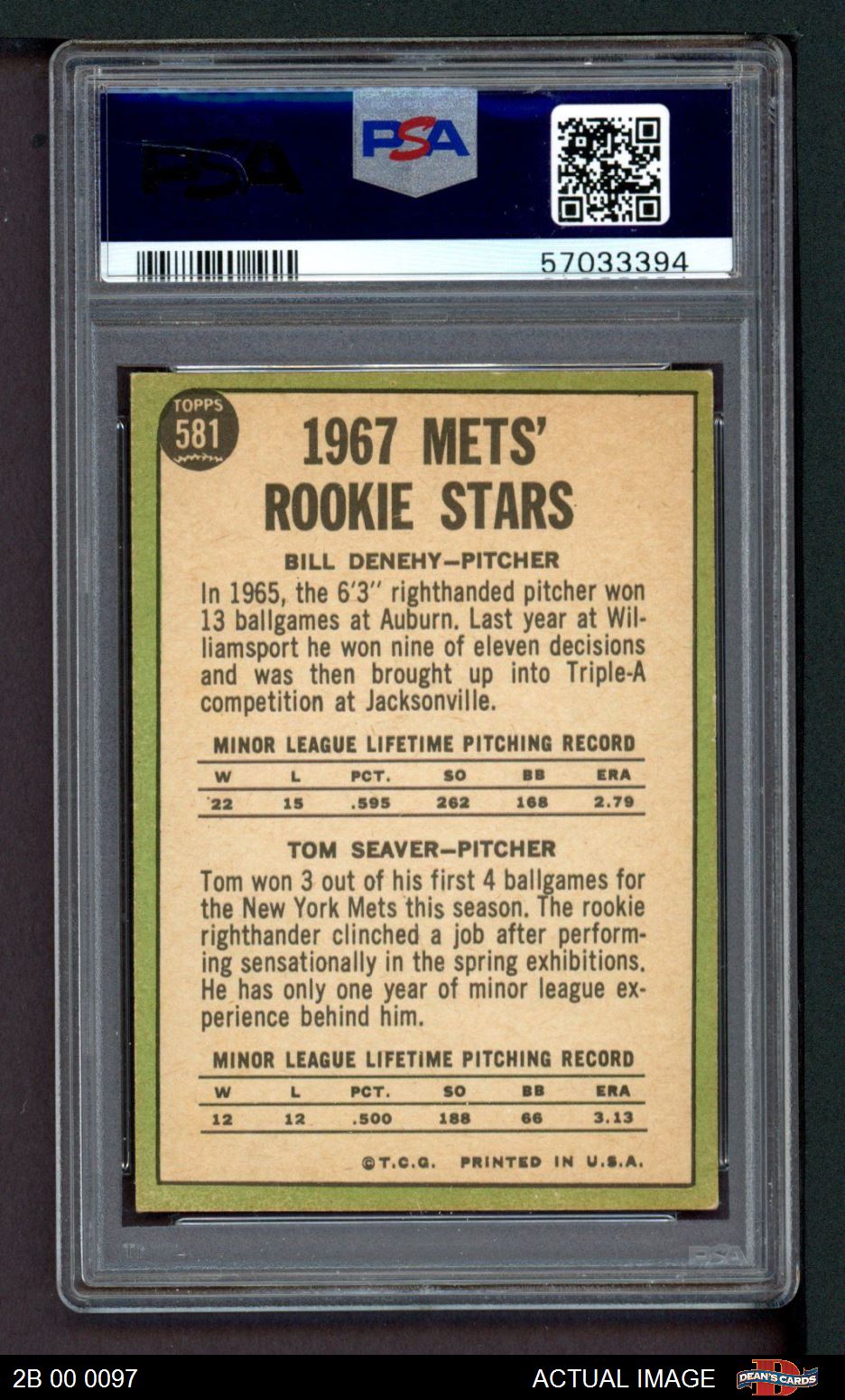  2006 Topps 1967 Rookie of the Week #15 Tom Seaver Baseball Card  Graded BGS 9.5-9-9.5-9.5 : Collectibles & Fine Art