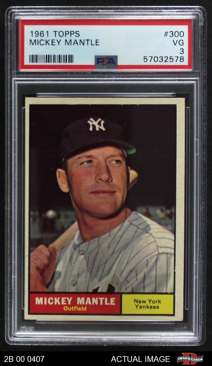  1961 Topps Mickey Mantle Baseball Card #300 Graded PSA 7 NRMT :  Collectibles & Fine Art