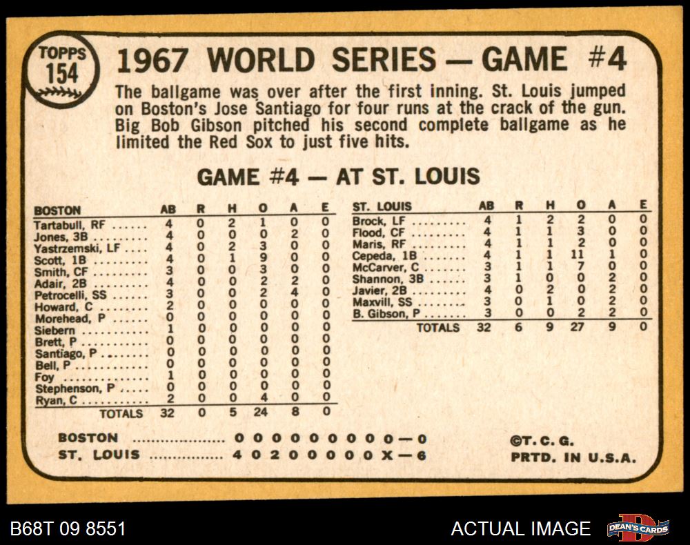 1968 Topps World Series Game 4 (Bob Gibson Hurls Shutout!)