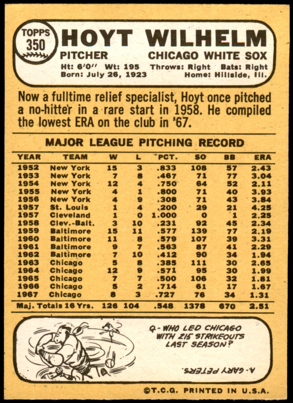 1968 Topps TOMMY JOHN #72 Chicago White Sox Vintage Baseball Card