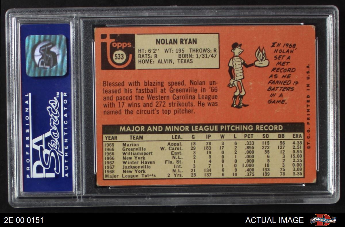 Sold at Auction: (VGEX-EX) 1969 Topps Nolan Ryan #533 (2nd Year