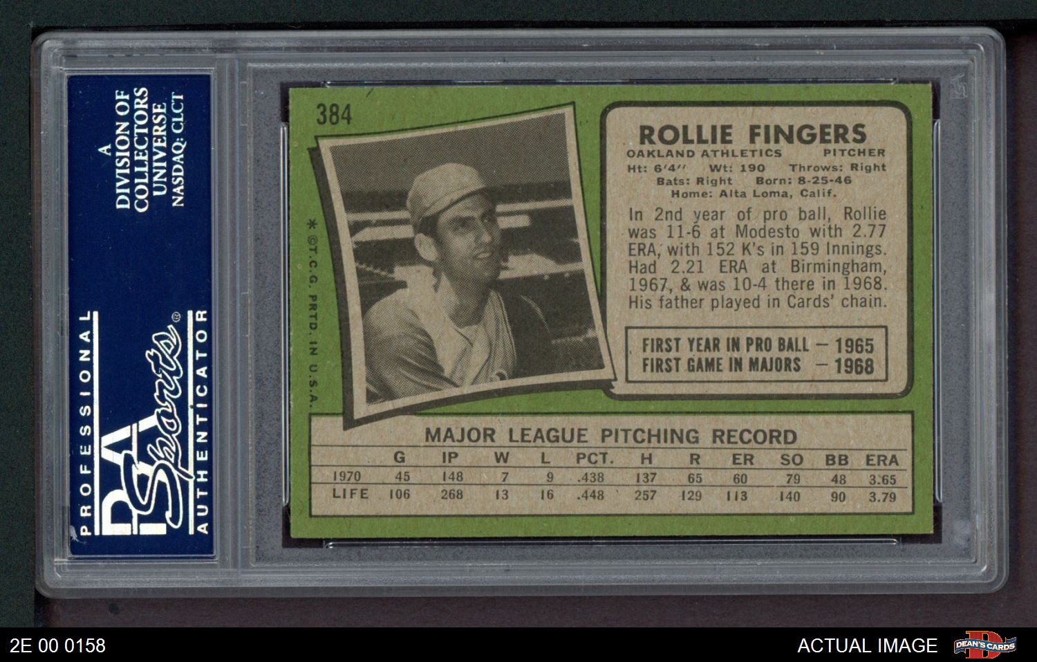 1971 Topps Rollie Fingers #384 PSA NM-MT 8. Baseball Cards, Lot #41066