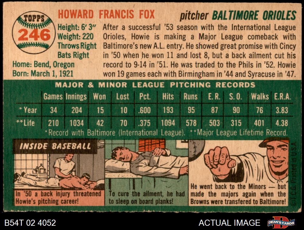 1954 Bowman Baltimore Orioles Near Team Set 3 - VG