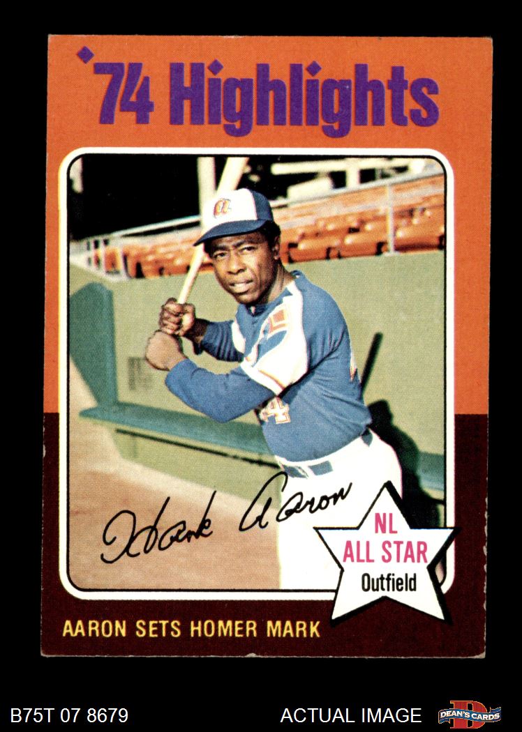 1975 Topps #1 Hank Aaron '74 Highlights Atlanta Braves Baseball Card EX- EX+