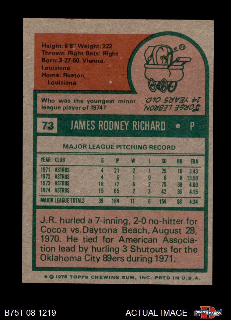 1975 Topps Houston Astros Near Team Set 7 - NM