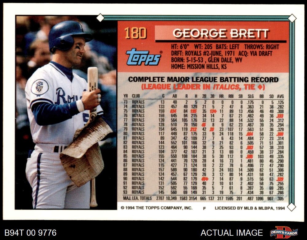 1994 Topps #180 George Brett - NM-MT