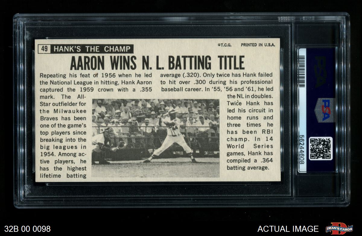  1964 Topps # 49 Hank Aaron Milwaukee Braves (Baseball