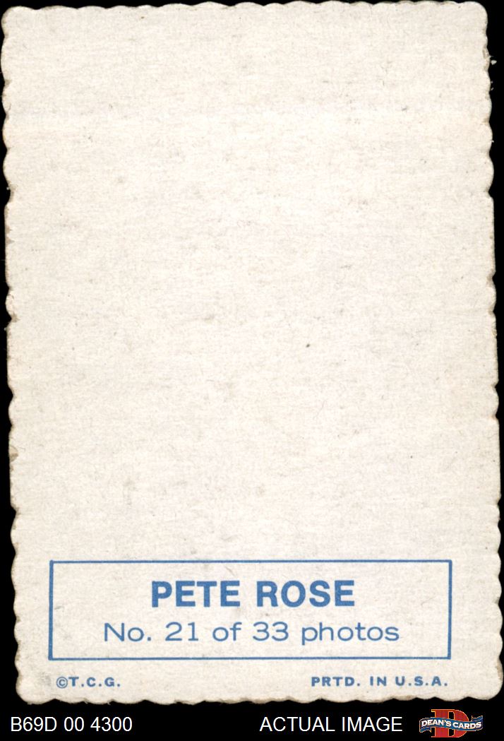1969 Topps Deckle Edge Baseball Card #21 Pete Rose Nm - Mint Centered Nice