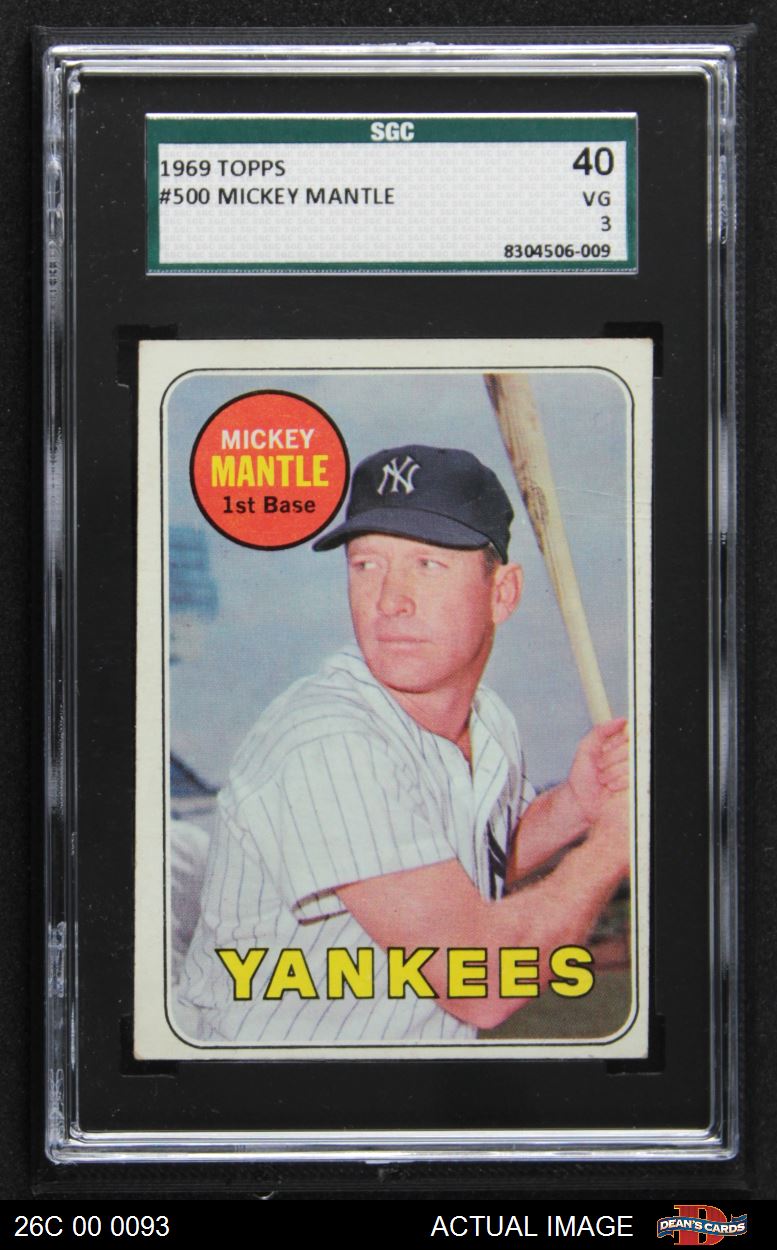 Mickey Mantle 1969 Topps Baseball Card #500 (New York Yankees) — RSA