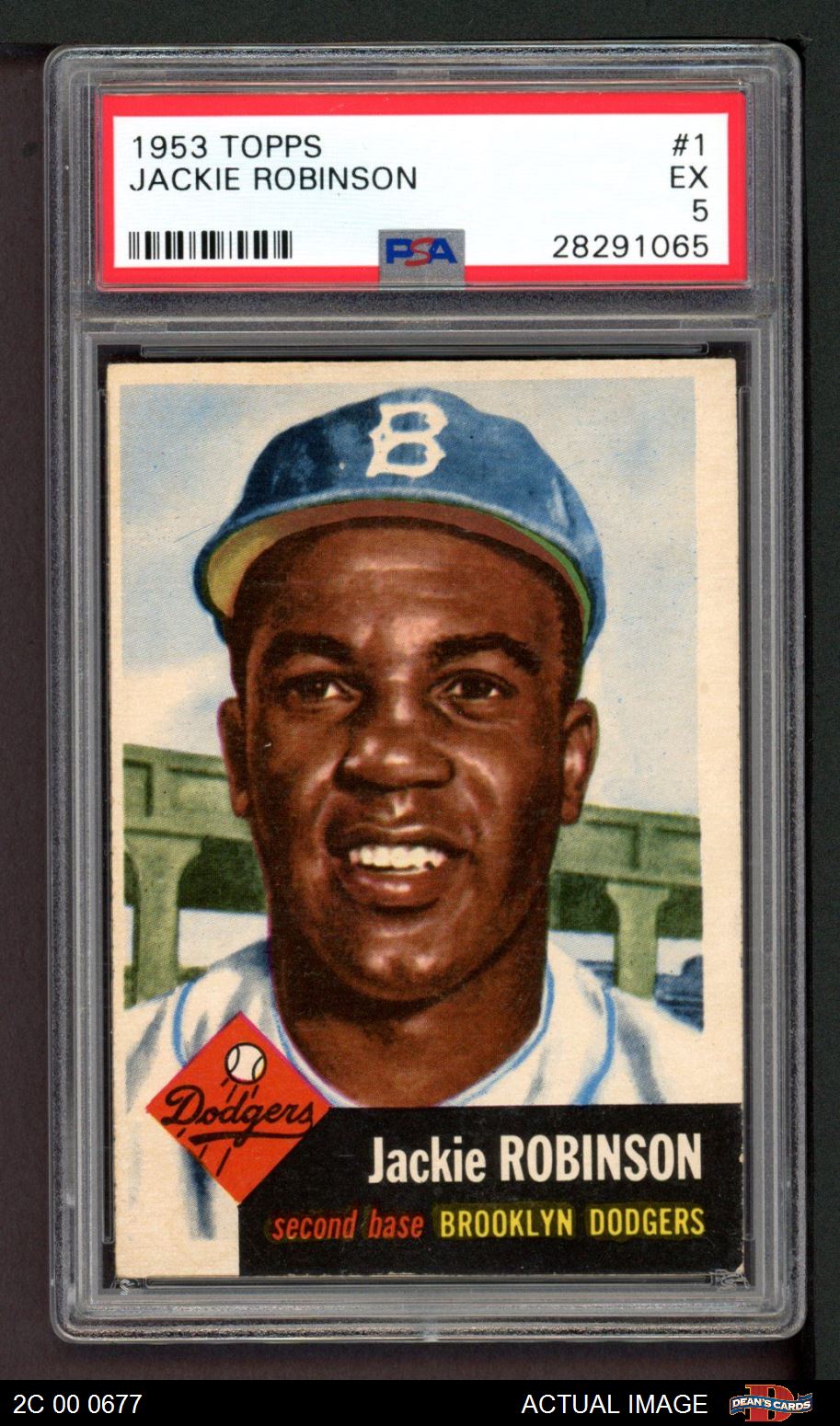 Jackie Robinson - Jackie Robinson baseball card from 1953, front and back