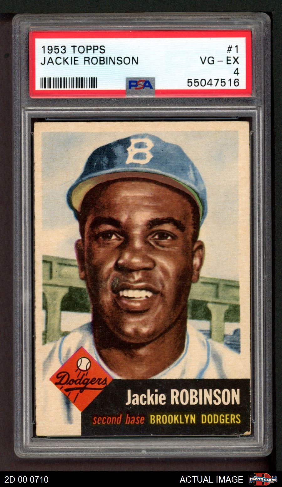Jackie Robinson - Jackie Robinson baseball card from 1953, front and back