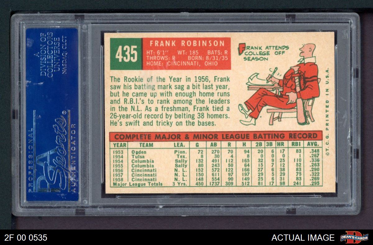 Auction Prices Realized Baseball Cards 1959 Topps Frank Robinson