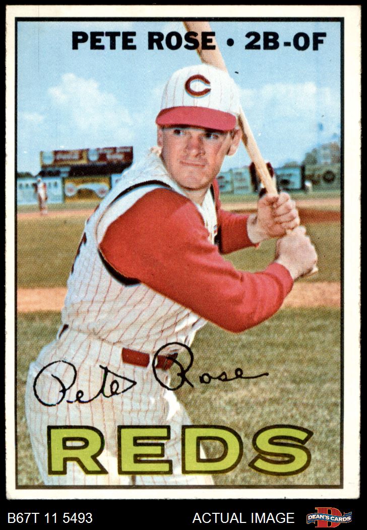 Pete Rose Autographed 1967 Topps Card #430 Cincinnati Reds Beckett BAS  #15500599