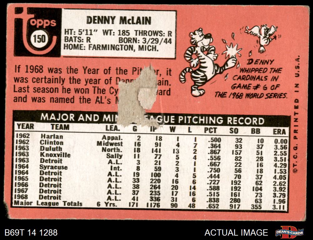 1969 Topps Denny McLain