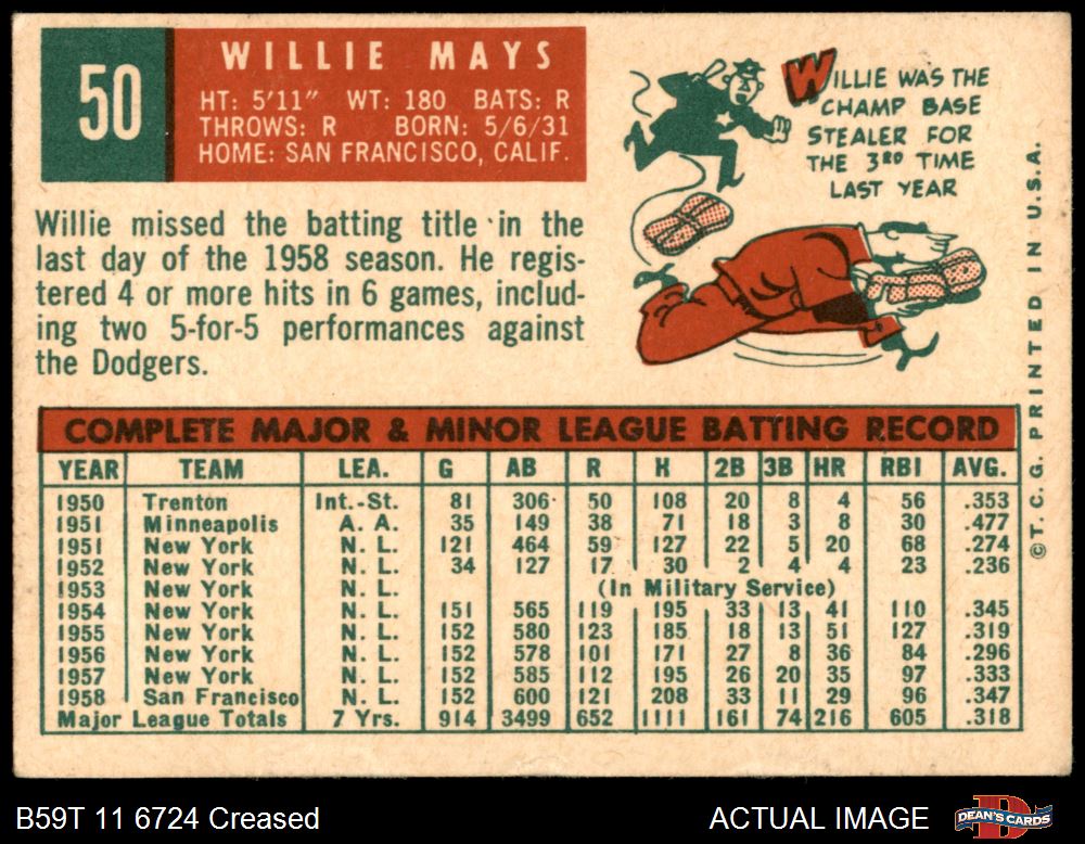 SGC 3.5 1959 Topps San Francisco Giants