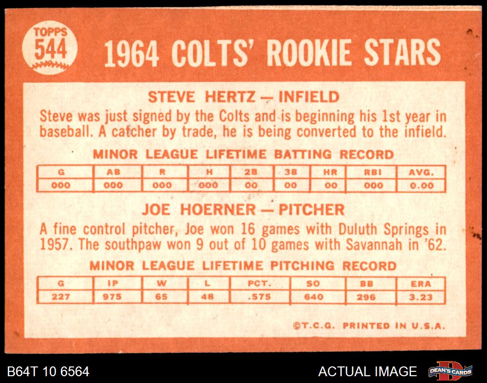  1964 Topps Houston Colt 45s Near Team Set Houston Colt 45s  (Set) GD+ Colt 45s : Collectibles & Fine Art