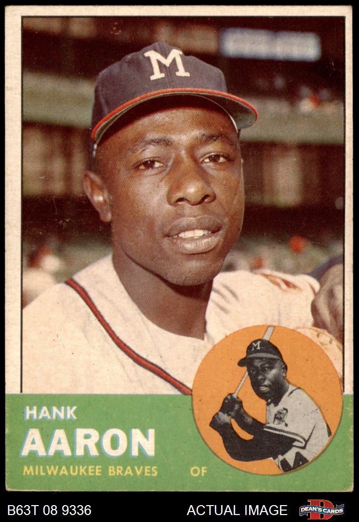 1963 Topps #390 Hank Aaron Milwaukee Braves All Star Baseball