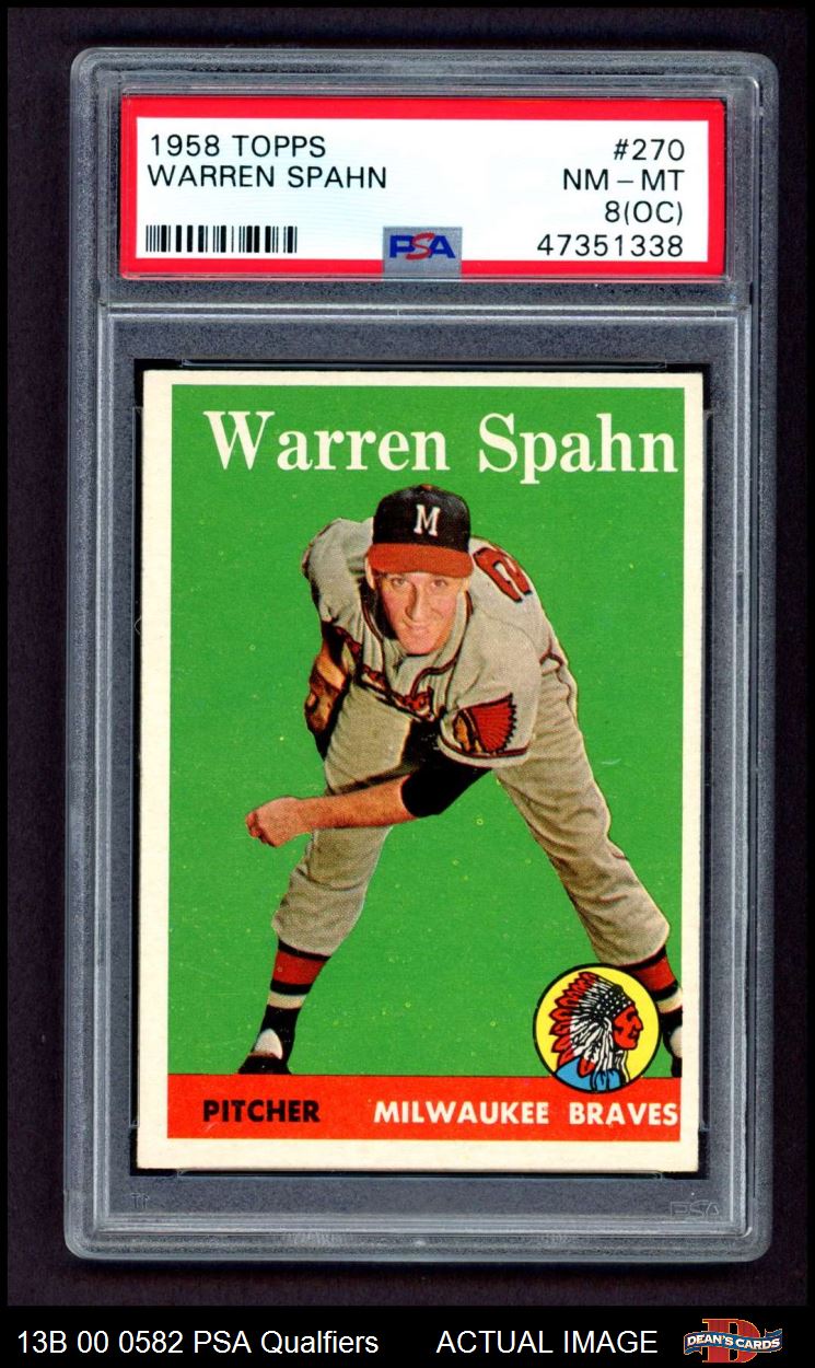  1958 Topps # 270 Warren Spahn Milwaukee Braves (Baseball Card)  GD+ Braves : Collectibles & Fine Art