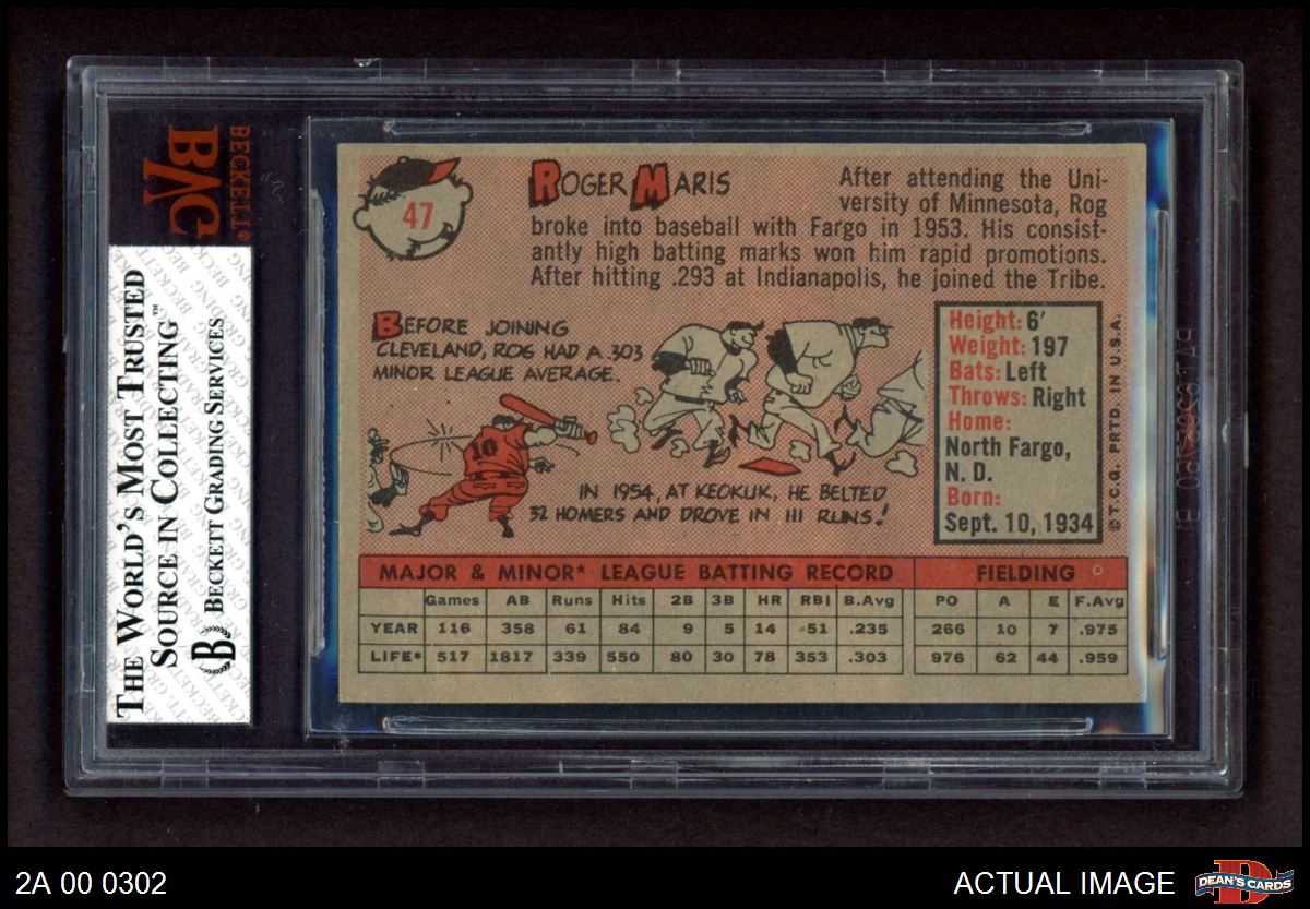 Roger Maris RC 1958 Topps PSA 7