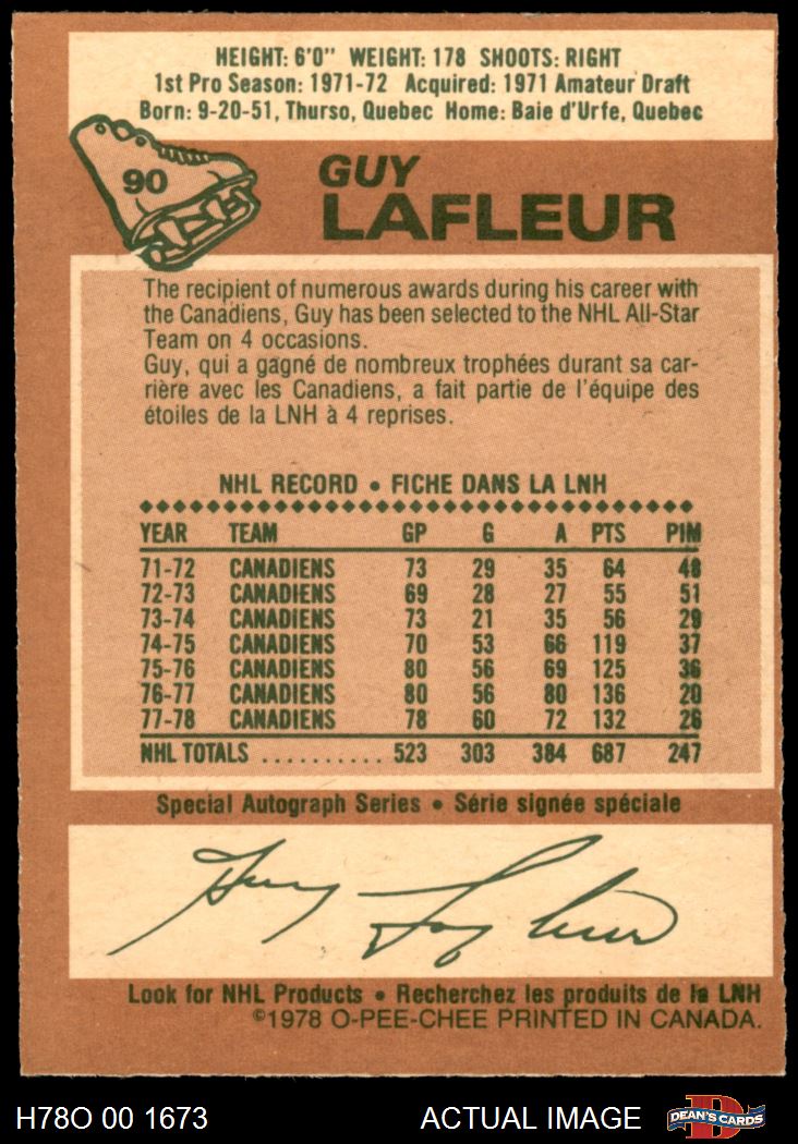 1978 O-Pee-Chee #90 Guy Lafleur Canadiens HOF 3 - VG