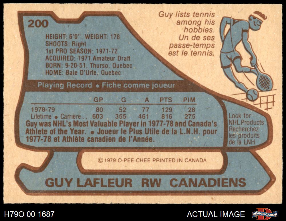 1979 O-Pee-Chee #200 Guy Lafleur Canadiens HOF 8 - NM/MT