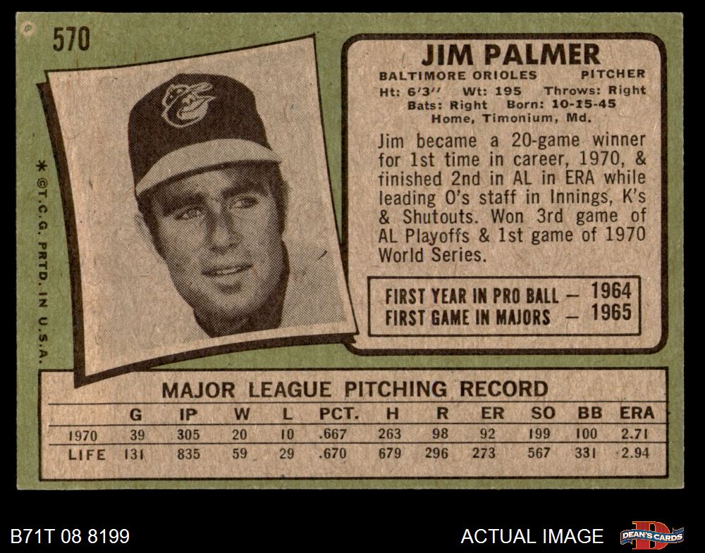 1971 Topps #570 Jim Palmer (Orioles)