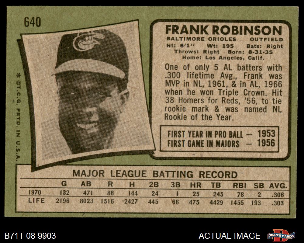 1971 Topps #640 Frank Robinson 4 - VG/EX