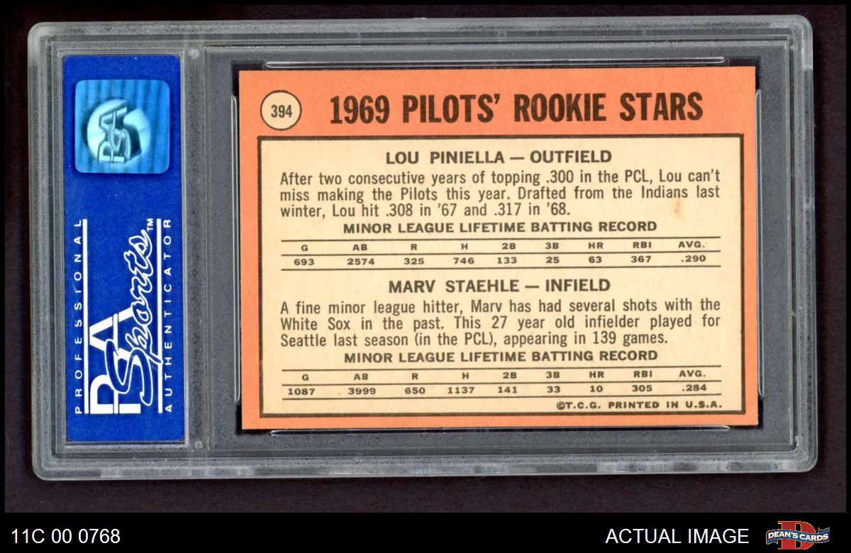 1969 Topps Pilots Rookies (Lou Piniella/Marv Staehle)